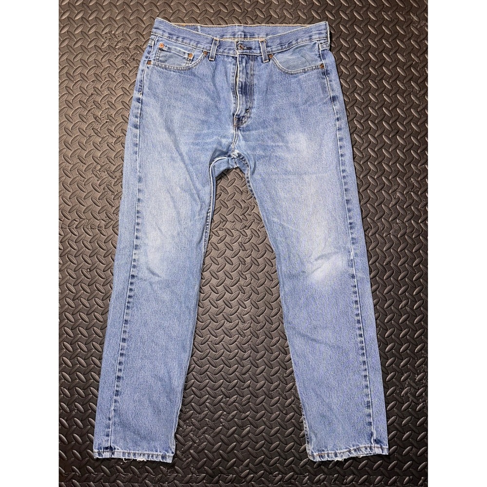 Levis 505 Regular Fit Straight Leg Jeans Mens 33x32 Medium Wash Blue Denim